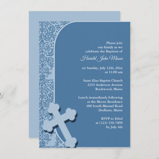 ボーイブルーバプテスマ招待状 招待状 (正面/裏面)
