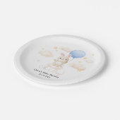 ボーイブルーバルーンかわいいバニー赤ちゃんシャワー ペーパープレート (アングル)