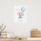 ボーイブルーバルーンエレファントベビーシャワーへようこそ ポスター (キッチン)