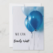 ボーイブルーバルーンベビーシャワー招待状。 招待状 (正面)