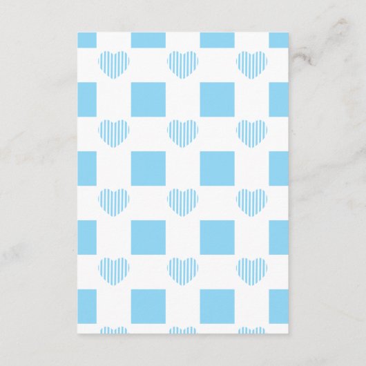 ボーイブルーバレンタインデーベビーおむつラッフル エンクロージャーカード (裏面)