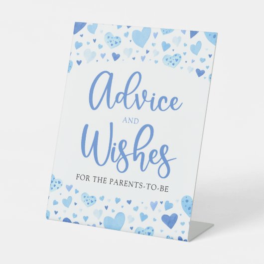 ボーイブルーバレンタイン赤ちゃんシャワーアドバイスとウィッシュ 台座サイン (正面)