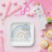 ボーイブルーパステルレインボーベビーシャワー ペーパープレート (パーティー)