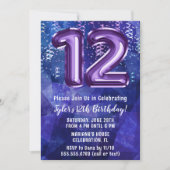 ボーイブルーパープル12誕生日 招待状 (正面)