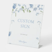 ボーイブルーベビーイン開花ベビーシャワーカスタムサイン 台座サイン (正面)