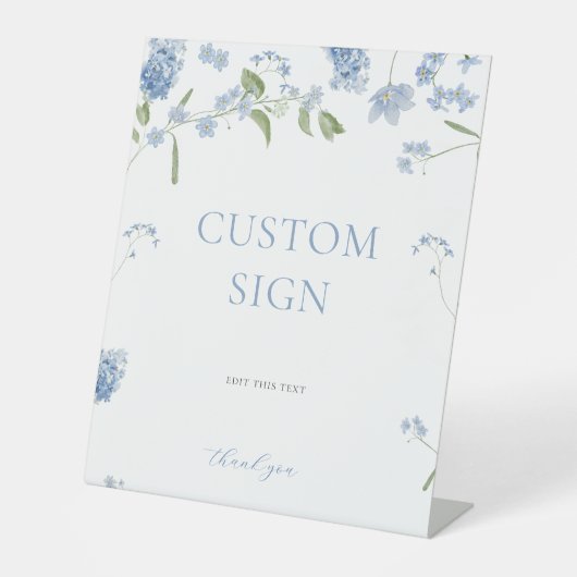 ボーイブルーベビーイン開花ベビーシャワーカスタムサイン 台座サイン (正面)