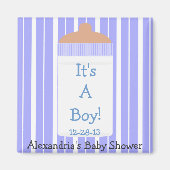 ボーイブルーベビーボトルベビーシャワーのお願い マグネット (正面)