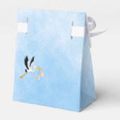 ボーイブルーホワイトコウノトリ動物の赤ちゃんシャワー フェイバーボックス (裏面サイド)