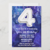 ボーイブルーホワイト四歳の誕生日 招待状 (正面)