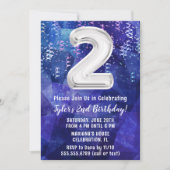 ボーイブルーホワイト誕生日 招待状 (正面)