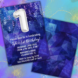 ボーイブルーホワイト誕生日 招待状