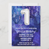 ボーイブルーホワイト誕生日 招待状 (正面)