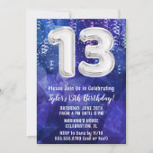 ボーイブルーホワイト13誕生日 招待状 (正面)