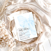 ボーイブルーボウモダンベビエレガントーシャワー 招待状