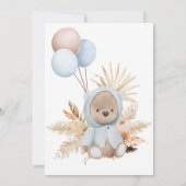 ボーイブルーボーホテディベア真夏待ちベビーシャワー 招待状 (裏面)