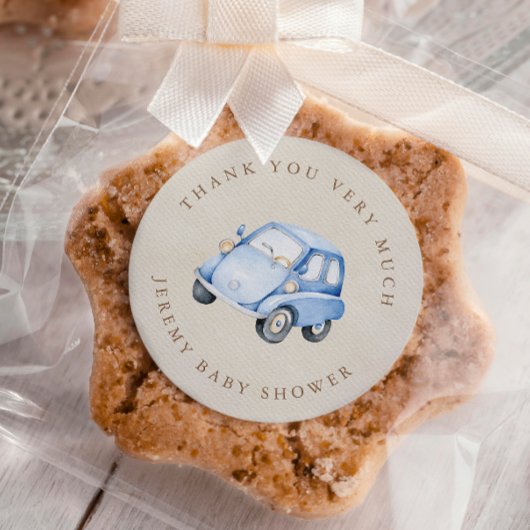 ボーイブルーボーレトロ車ありがとう ラウンドシール