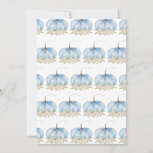 ボーイブルーミニマリストカボチャ赤ちゃんシャワー 招待状 (裏面)