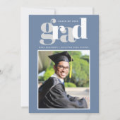 ボーイブルーモダン写真卒業パーティー招待状 案内状 (正面)