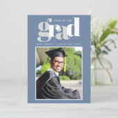 ボーイブルーモダン写真卒業パーティー招待状 案内状 (スタンド正面)