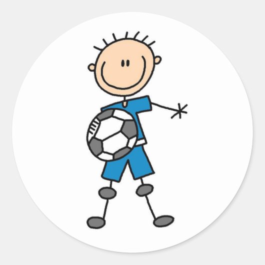 ボーイブルーユニフォームのサッカー ラウンドシール (正面)