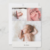 ボーイブルーユーカリプトゥスグリーンリーモノグラムベビー誕生 案内状 (裏面)