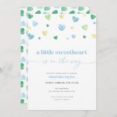 ボーイブルーリトルスウィートベビーシャワー招待状 招待状 (正面/裏面)