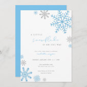 ボーイブルーリトルスノーフレークベビーシャワー招待状 招待状 (正面/裏面)