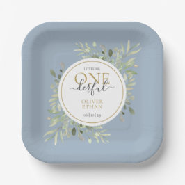 ボーイブルーリトルミスターワンダーフルファースト誕生日 ペーパープレート