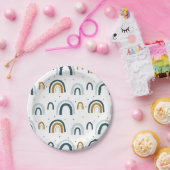 ボーイブルーレインボーバースデーパーティープレート ペーパープレート (パーティー)