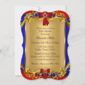 ボーイブルーレッド王室のプリンスベビーシャワー 招待状 (裏面)