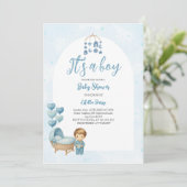 ボーイブルー子供部屋ベイビーシャワー招待状 招待状 (スタンド正面)