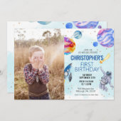 ボーイブルー宇宙飛行士宇宙誕生日パーティー 招待状