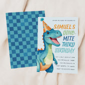 ボーイブルー恐竜の誕生日パーティーの招待状 招待状