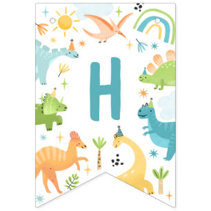 ボーイブルー恐竜バースデーパーティーパーティー バンティングフラッグ