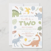 ボーイブルー恐竜2回目の誕生日 招待状 (正面)