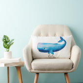 ボーイブルー海ウォーターカラークジラビーチ名子供部屋 ランバークッション (椅子)