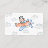 ボーイブルー赤ちゃんシャワーペンギン動物おむつラッフル エンクロージャーカード (裏面)