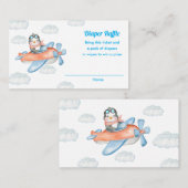 ボーイブルー赤ちゃんシャワーペンギン動物おむつラッフル エンクロージャーカード (正面/裏面)