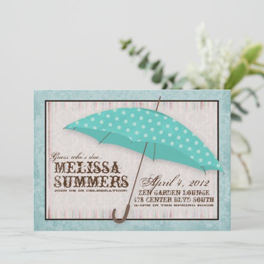 ボーイブルー4月シャワー赤ちゃんシャワー招待状 招待状 (スタンド正面)