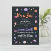 ボーイプラネッツ宇宙のベビーシャワー 招待状 (スタンド正面)