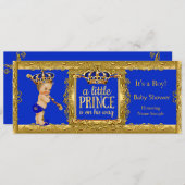 ボーイプリンスの途中のブルー王室の金ゴールドブロンド少年 招待状 (正面/裏面)