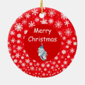 ボーイプレーヤーホッケーオーナメント – 赤白雪 セラミックオーナメント (裏面)