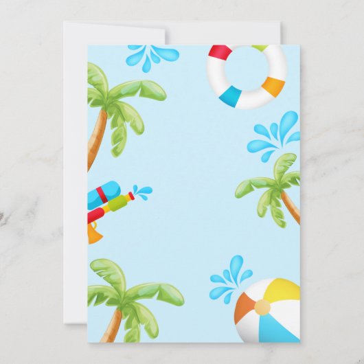 ボーイプールパーティーウォータースライド誕生日招待状 招待状 (裏面)