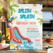 ボーイプールパーティーウォータースライド誕生日招待状 招待状