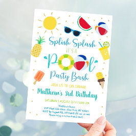 ボーイプールパーティーサマー誕生日 招待状