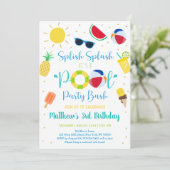 ボーイプールパーティーサマー誕生日 招待状 (スタンド正面)
