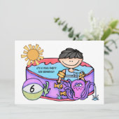 ボーイプールパーティービーチスイミング誕生日招待状 招待状 (スタンド正面)