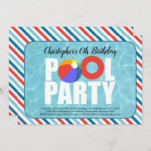 ボーイプールパーティー誕生日パーティーの招待 サンキューカード (正面/裏面)