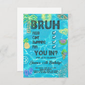 ボーイプールビーチ誕生日、ネオングロー、あなたを打つ。 招待状 (正面/裏面)