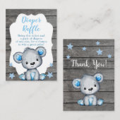 ボーイベアおむつラッフルチケットテディシャワー エンクロージャーカード (正面/裏面)